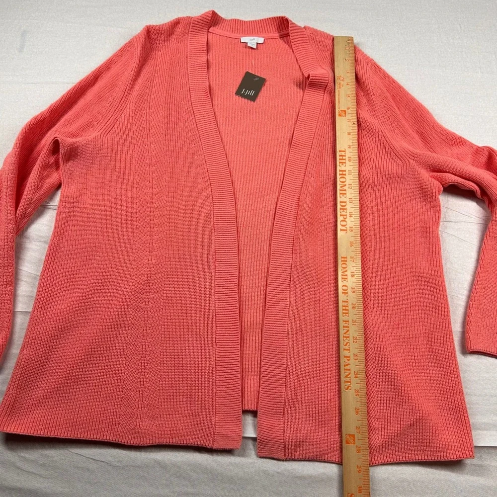 J. Jill Sweater Women 2x Cactflower Pink Coral Ribbed Open Front Cardigan Duster